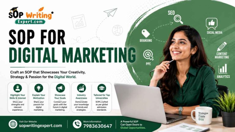 SOP for Digital Marketing – Complete Writing Guide with Format, Sample and Tips for Bachelor’s, Master’s & PhD Applicants